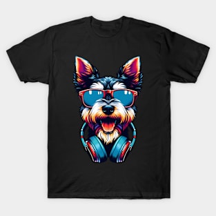 Cesky Terrier Smiling DJ: A Joyful Canine Mix T-Shirt